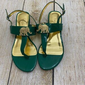 Talbots Patent Leather Elephant Thong Sandals
